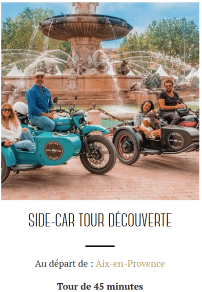 Balade en side-car dans la campagne aixoise (45min) - BE3
