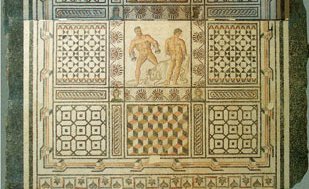 Ensemble de la mosaïque Entelle et Darès