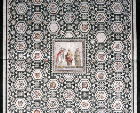 Relevé aquarellé de la mosaïque à la Scène de comédie - 8.65x8 m - Enclos (…)