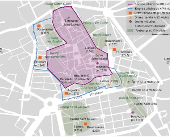 Aix et ses faubourgs - Etablissements monastiques et hospitaliers au XIIIe (…)