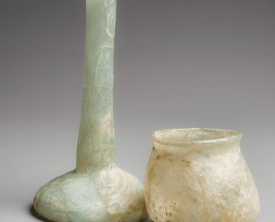 Balsamaire chandelier et gobelet - Verre soufflé translucide verdâtre - (…)