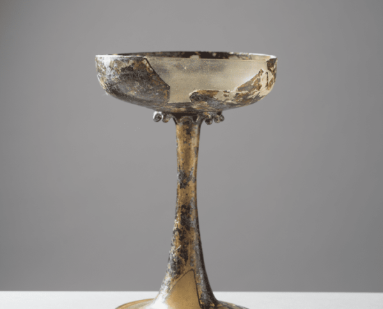 Verre à tige utilisé par les Hospitaliers - Moyen Age début du XIVe siècle - (…)