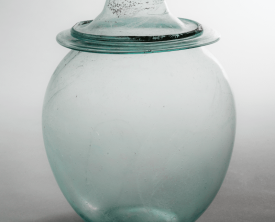 Ossuaire en verre : Urne de type Isings - Verre translucide bleu soufflé (…)