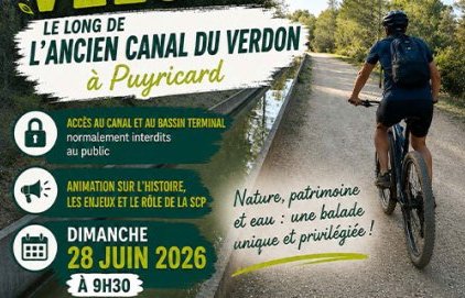 Balade à vélo le long de l'ancien canal du Verdon à Puyricard