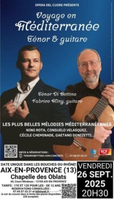 "Voyage en Méditerranée : Ténor et guitare" par le Ténor Di Bettino et Fabrice Miny