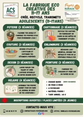 LA FABRIQUE ECO CRÉATIVE DES 11-17 ANS